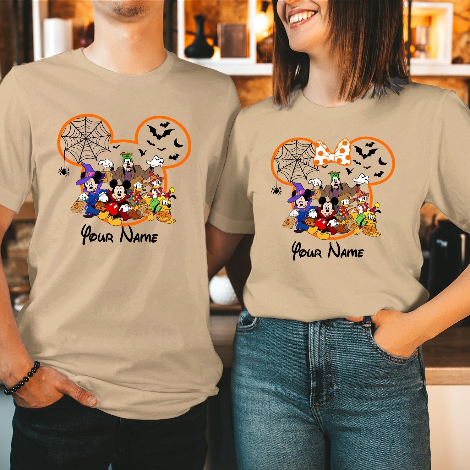 Personalised (2091) Disney Halloween Mickey Minnie Matching T-Shirt Sweatshirt