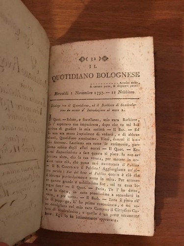 QUOTIDIANO BOLOGNESE ANNO VI 1797 bologna prima edizione