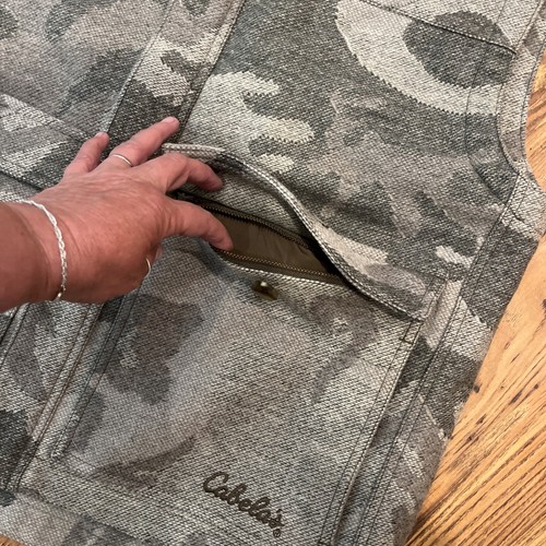 Cabelas Gilet Homme Moyen Camouflage Laine Extérieur Chasse Fermeture Éclair Complète Pourvoirie - Photo 3/8