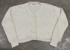 Wilfred Aritzia Cardigan Sweater Sz. Small Oversized Crop Chunky Knit Soft Ivory
