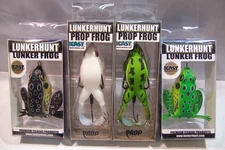 4 PIECE LOT LUNKERHUNT PREMIUM LUNKER & PROP FROG FISHING LURES 2.25 & 3.5in NEW