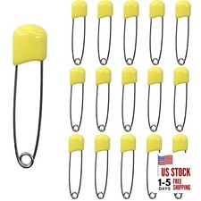 50 Pcs Diaper Pins Nappy Pins Plastic Head Safety Pins with Safe Locking Yellow