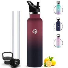 Gourde Isotherme, Anti Fuite Gourde 1l avec Paille, Bouteille d'eau en Acier