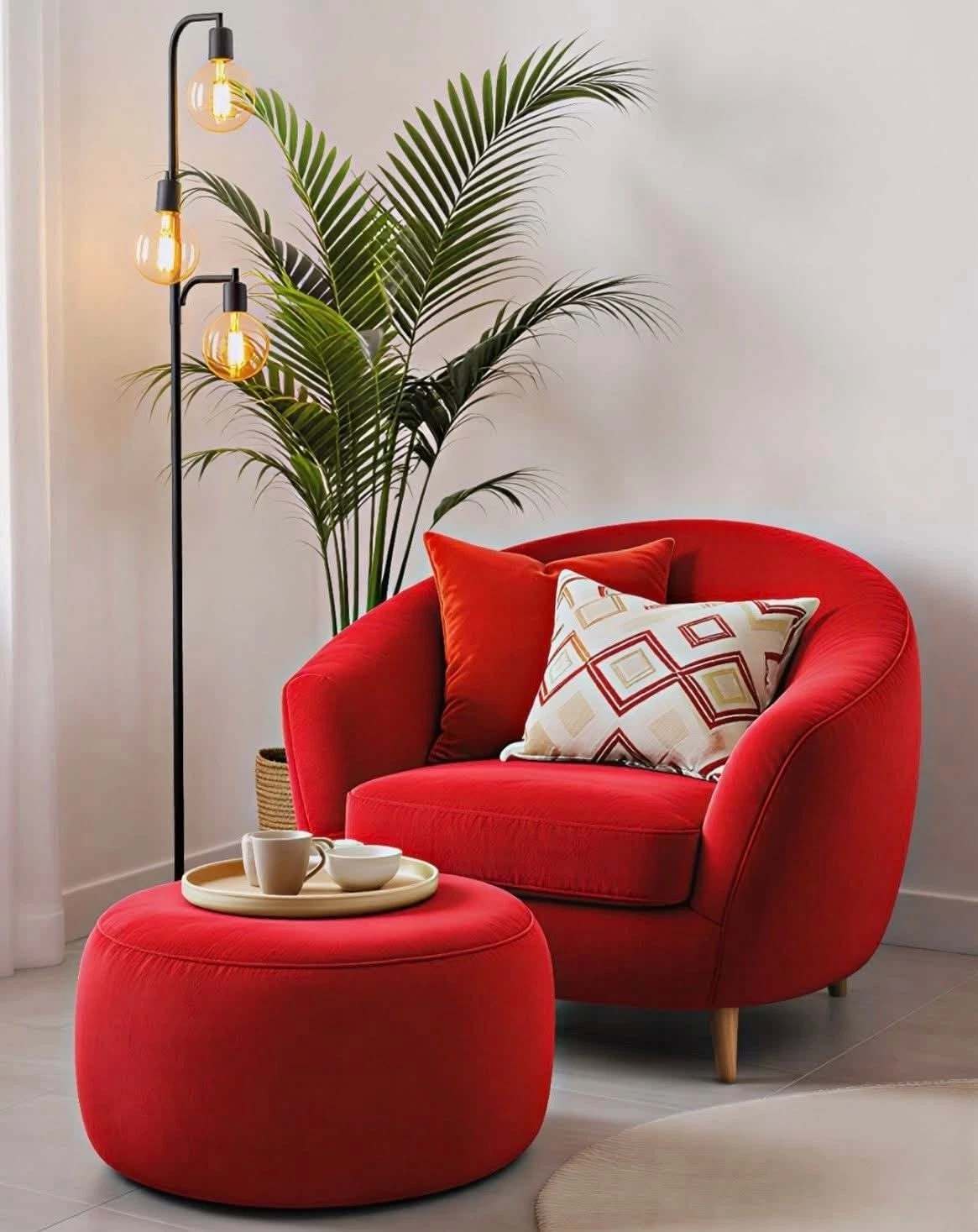 Red home living sofa