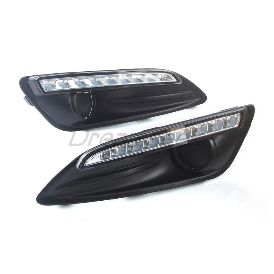 LED DRL Daytime Running Light For Ford Fiesta 2014-2019 Fog Lamp Cover With Turn - Image 3 of 4