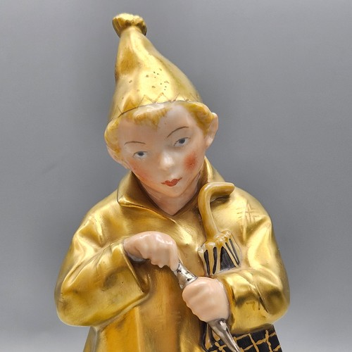 Vintage Oro Royal Copenhagen El Niño Hombre de Arena con Paraguas - Imagen 2 de 5