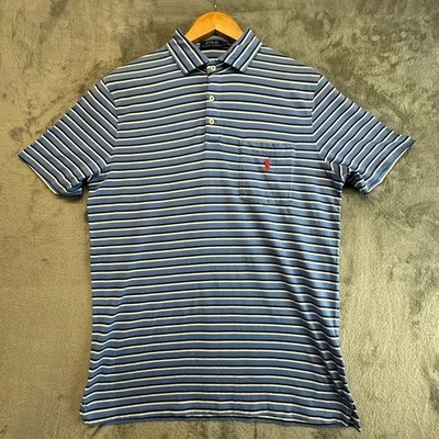 Polo Ralph Lauren Striped Polo Shirt Men’s M Blue Custom Fit Casual Top - Image 1 of 4