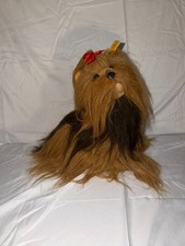 Vintage 11" Steiff Taffy Yorkshire Terrier Dog Ear Button, Red Bow  Tag 79306