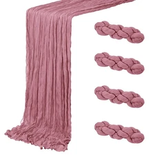 4 Pack 10 FT Dusty Rose Cheesecloth Table Runner 20x120in Gauze Cloth
