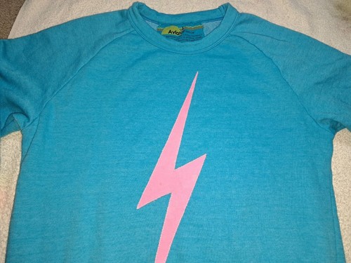 Aviator Nation Lightning Bolt Chevron 5 Stripe Crew Sweatshirt Blue Size Small - Picture 3 of 11