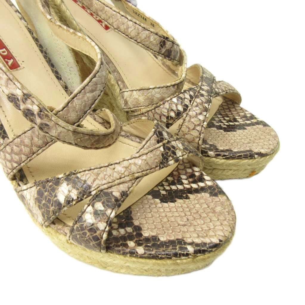 Rare Prada Wedge Sandals Python Leather Beige EU3… - image 3