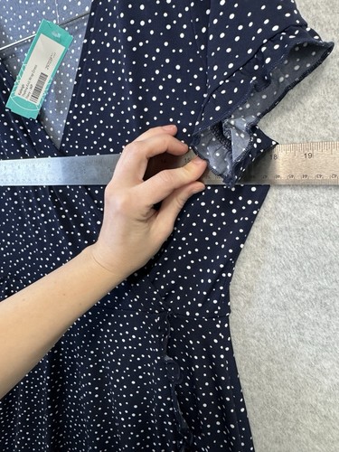 Kaileigh x Stitch Fix Navy Polka Dot Wrap Dress MP Petite NWT Flowy Feminine - Picture 7 of 9