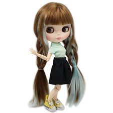 ICY DBS Blyth Doll Brown Mix Blue Hair White Skin Joint Body 1/6 Anime Ob24