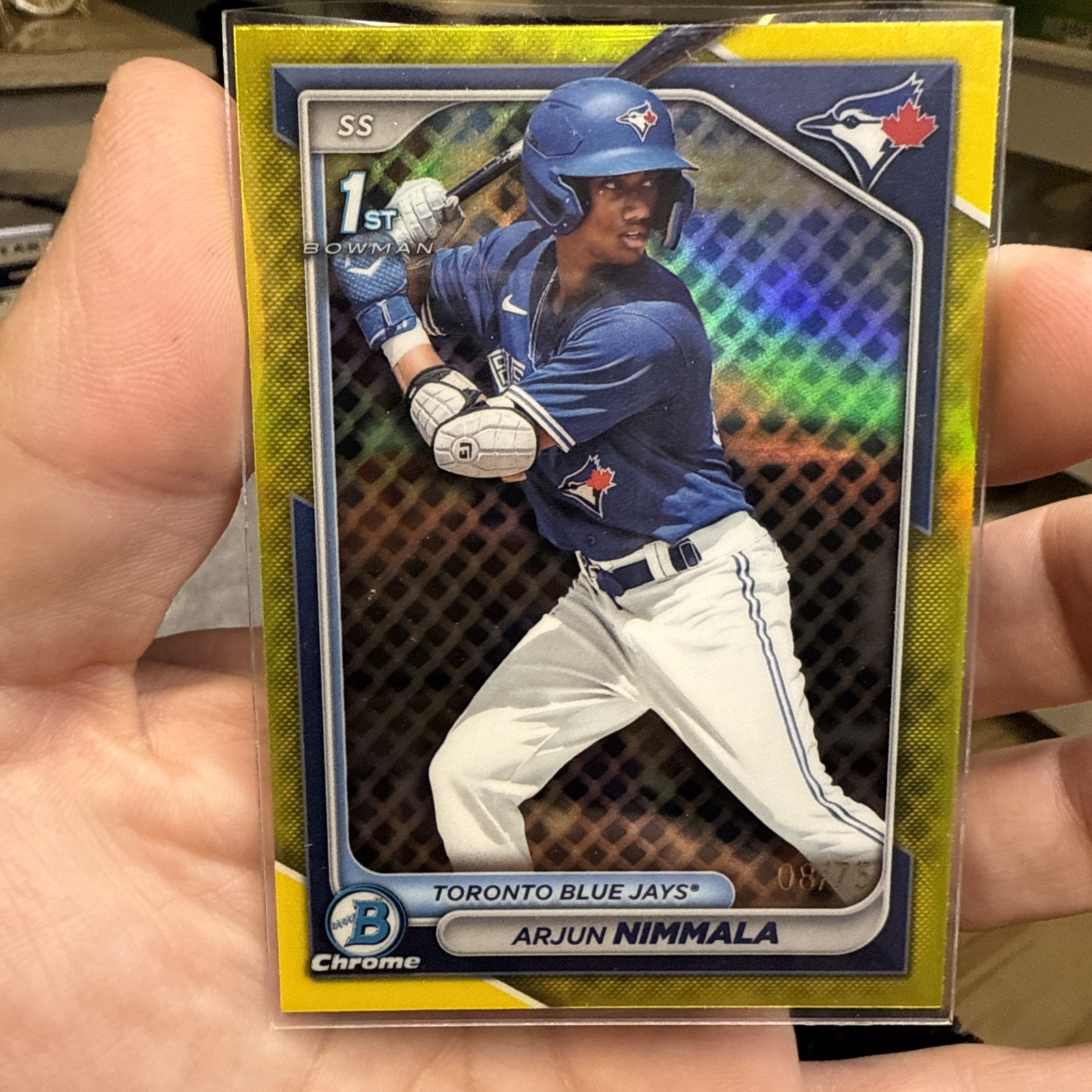 2024 Bowman - Prospects Arjun Nimmala #BP-142 Yellow Border /75 (RC)