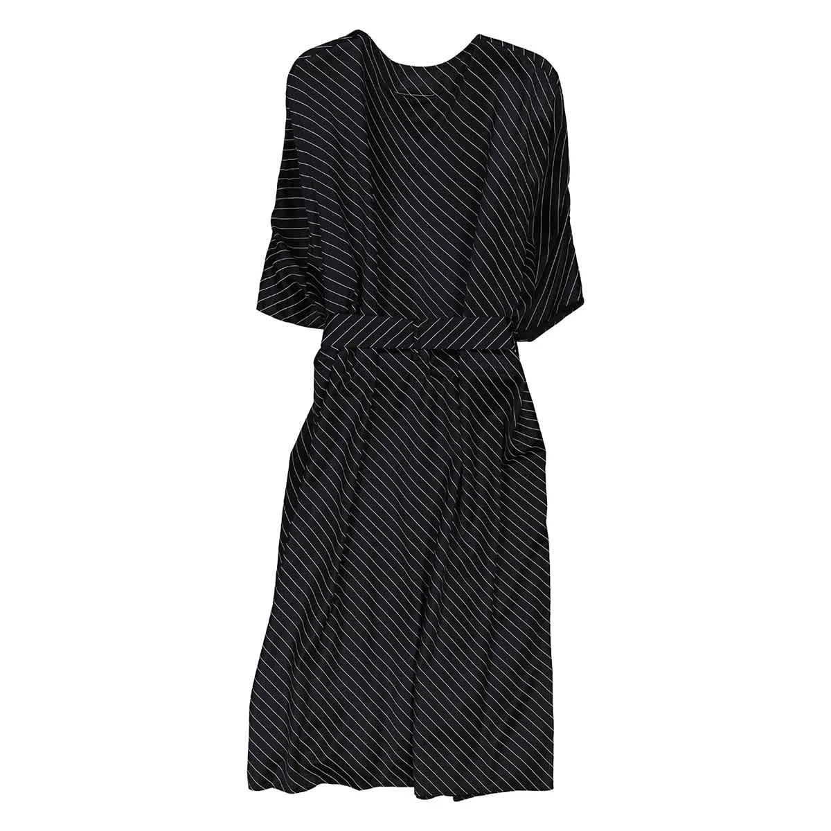Abito midi MM6 Maison Margiela con cintura a righe in viscosa taglia large