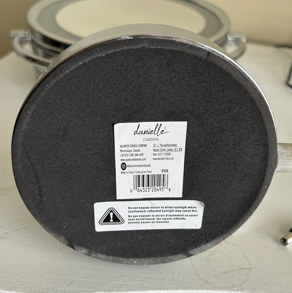 ESPEJO MAQUILLAJE DANIELLE LED ILUMINADO 15X AUMENTO DOBLE CARA REDONDO CROMADO Foto 3 de 4