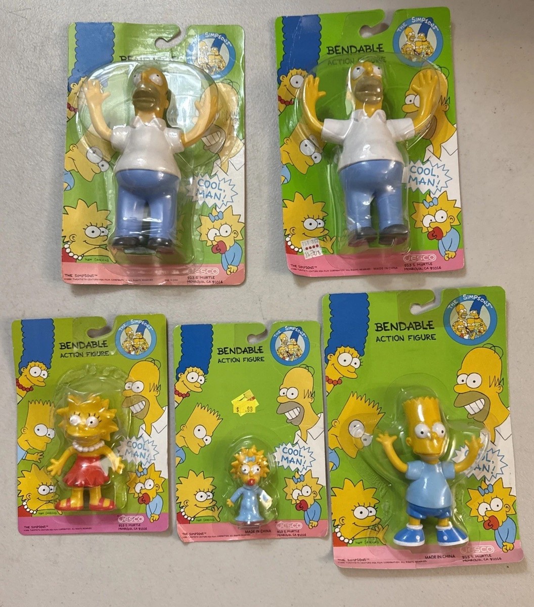 The Simpsons Bendable Figures 90年代 🔥Vintage 1990 The Simpsons Bendable Figures NEAR Complete