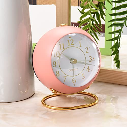 Analog Alarm Clocks,Retro Backlight Cute Simple Design Small Desk Clock White - Picture 4 of 7