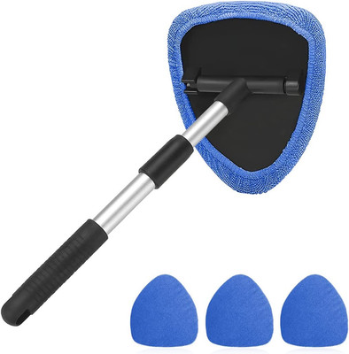 Windshield Cleaning Tool, Car Window Cleaner with Extendable Long Handle and 4 W