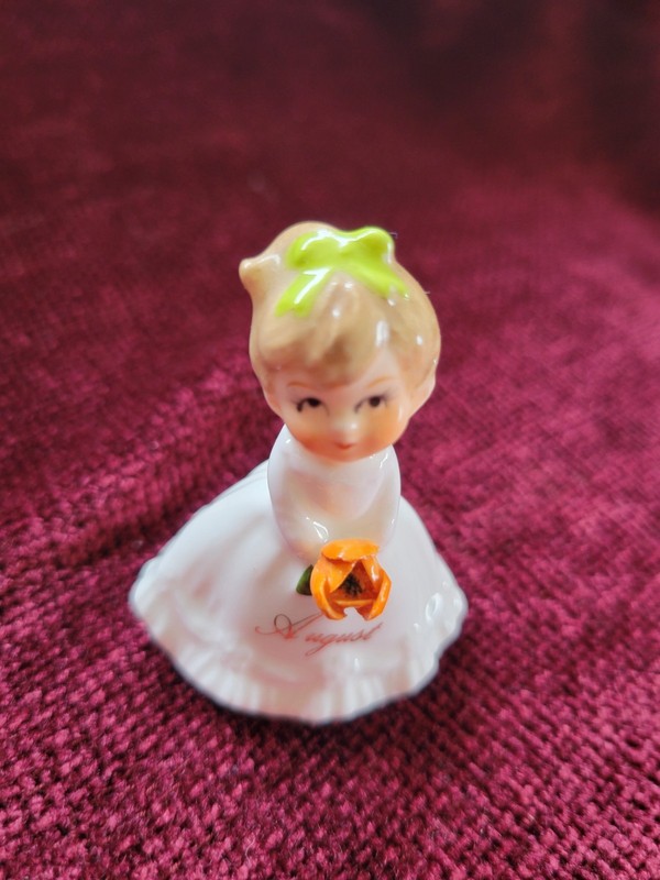 Vintage August Birthday NO Angel Girl Figurine Month Napco Napcoware Bone China