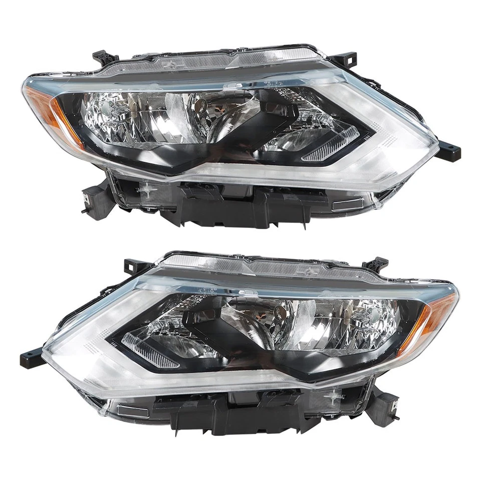 Right+Left Pair Headlight Headlamps Assembly For 2017-2019 Nissan Rogue Chrome - Image 2 of 4