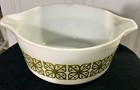 Vintage PYREX Set of 2 Round Mixing Bowls White Green Nesting Verde #474-B 475-B — photo 5