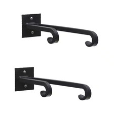 Set of 2 Lodge Double Iron Brackets W/Multiple Hooks, 9.5 In. Long, Black Powder