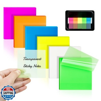 400 Sheets Transparent Sticky Notes, 3''x3'' Clear Translucent See Through Stic