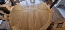 Solid Oak Round Dining Room Table with 6 Chairs