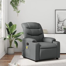 Massage Recliner Chair Grey Faux Leather