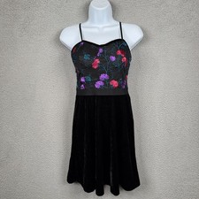 Francescas Dress Women S Black Floral Velvet Dark Fairy Whimsigoth Babydoll Y2K