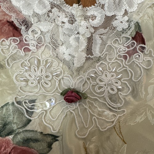 Maxi abito vintage floreale slip rose pizzo perle fata taglia grande - Foto 13 di 13