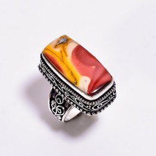 Natural Mookaite Radiant Gemstone 925 Sterling Silver Handmade Ring 7.25 US Gift