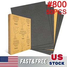 50pcs 9x11 Wet Dry Sandpaper Sheet Silicon Carbide 800 Grit Automotive Metal