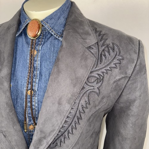 Circle S Blazer Jacket Rockabilly Western Suit Sport Coat Embroidery Vtg Mens 48 - Picture 6 of 18
