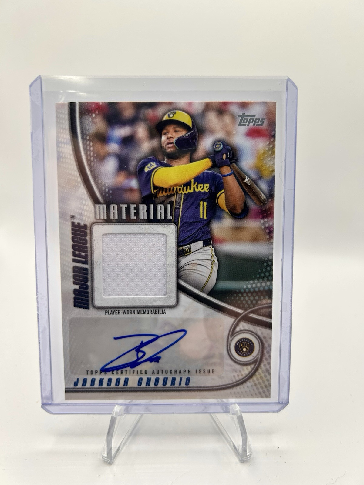 2025 Topps Series 1 JACKSON CHOURIO Major League Material Jersey Auto #/50