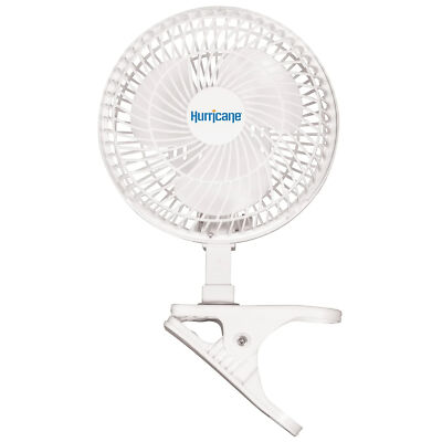 Hurricane Classic 6'' Clip Fan, 2 Speed Desk Table Fan w/ Adjustable Tilt, White