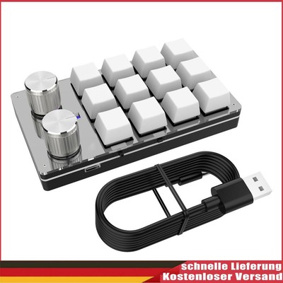 DE 12 Key 2 Knob Programming Macro Custom Knob Keyboard Hotswap for Office Gamin