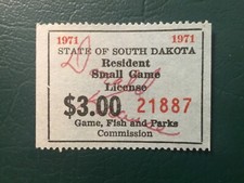 ICOLLECTZONE US South Dakota 1971 Resident Small Game Revenue Stamp VF used