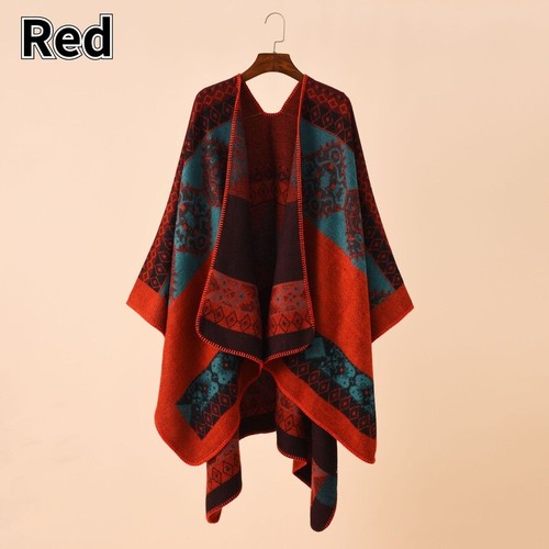 Women Faux Cashmere Shawl Wrap Poncho 