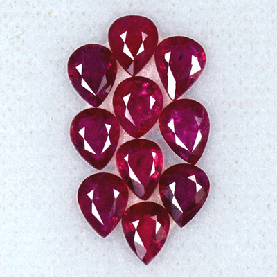 Natural Top Blood Red Ruby 5x4 mm Pear Cut Lot  3.63 Cts Burma Mined Gemstone