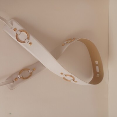 ST JOHN Gold and White Belt ST. JOHN White Leather Belt (PREOWNED) – Majolie Designs main image 2