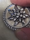 Vintage Silver-tone Enamel Scarf Clip Western Germany 1.5"D Edelweiss Flower — photo 4