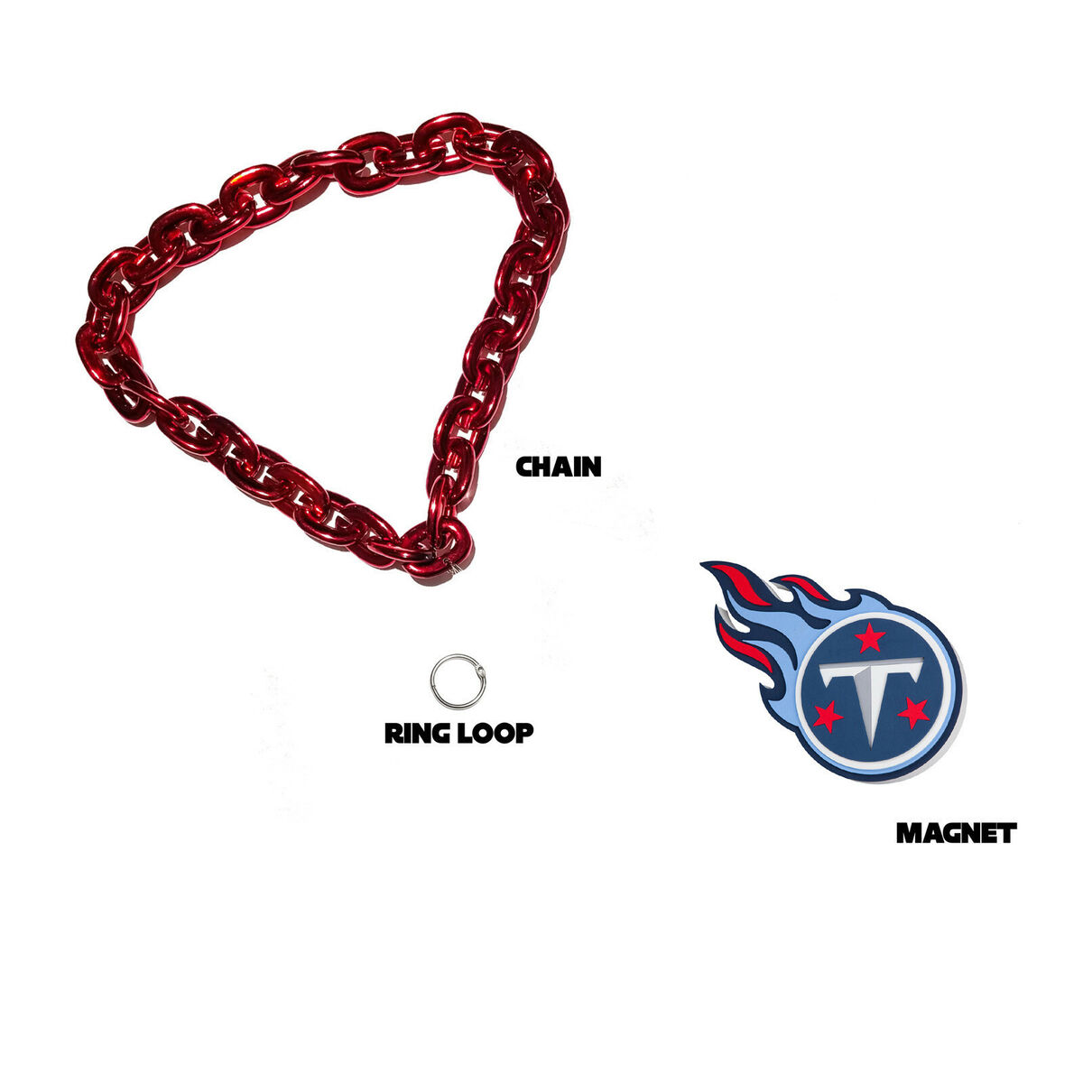 New NFL Tennessee Titans BLUE Fan Chain Necklace Foam Made in USA