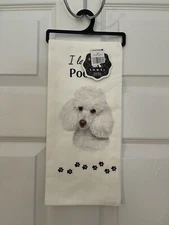Poodle Dog NWTags Kitchen Towel “I Love My Poodle” Logo Paw Prints New