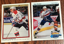 2 - 1990-91 O-PEE-CHEE/UPPER DECK HOCKEY PETER BONDRA ROOKIE CARD-RC-JUL107. rookie card picture