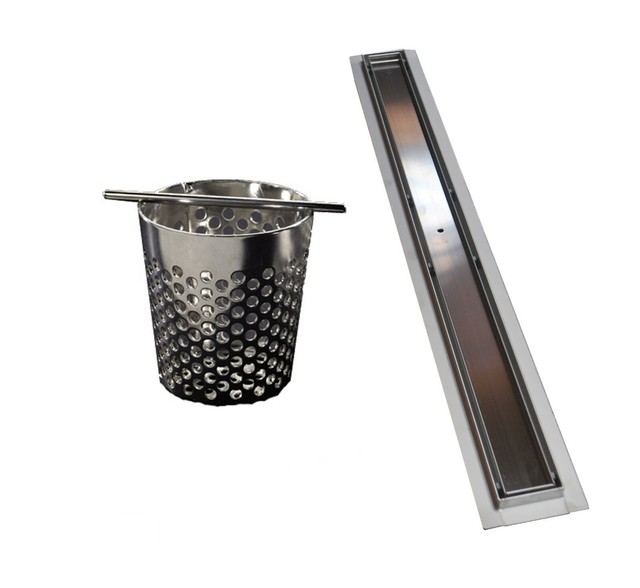 Tile Insert Linear Shower Drain with Hair Trap & Drain Gasket by Serene