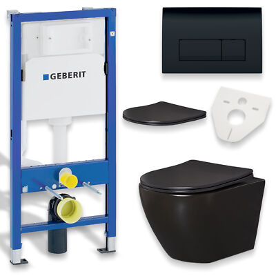 GEBERIT Duofix Vorwandelement Wand WC Set mit Delta50 + Softclose + Schallschutz