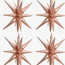 Rose Gold Starburst Cone Balloons - 4D Mylar Balloons for Party Supplies, Backdr