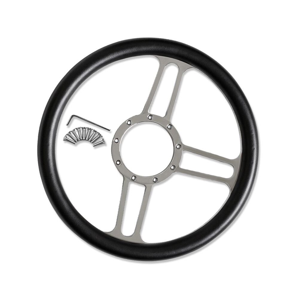 Demotor Performance Chrome GM Manual Steering Column With 14" Billet Wheel & Horn Button-476792